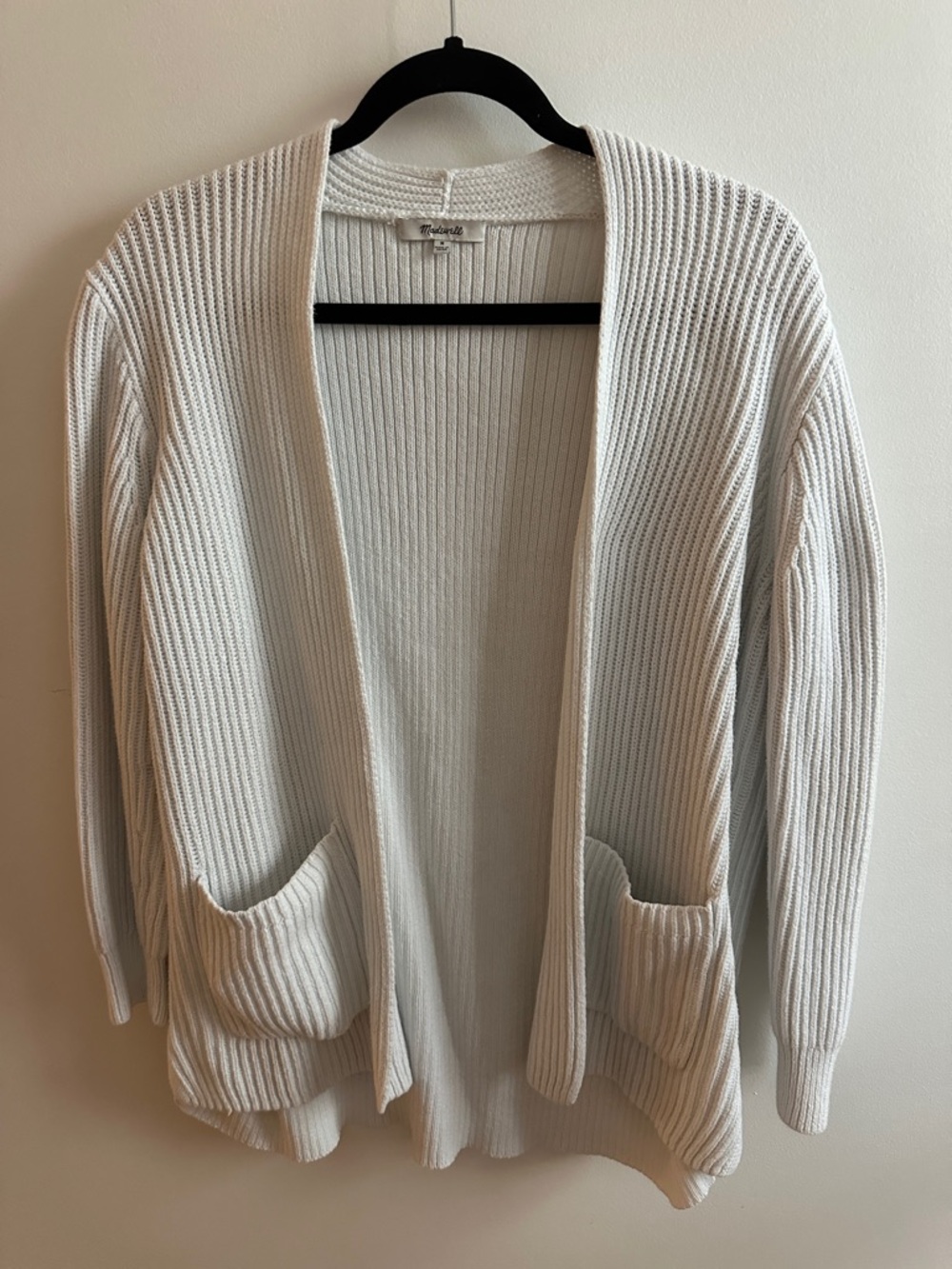 Madewell White Open-Front Cardigan Sweater